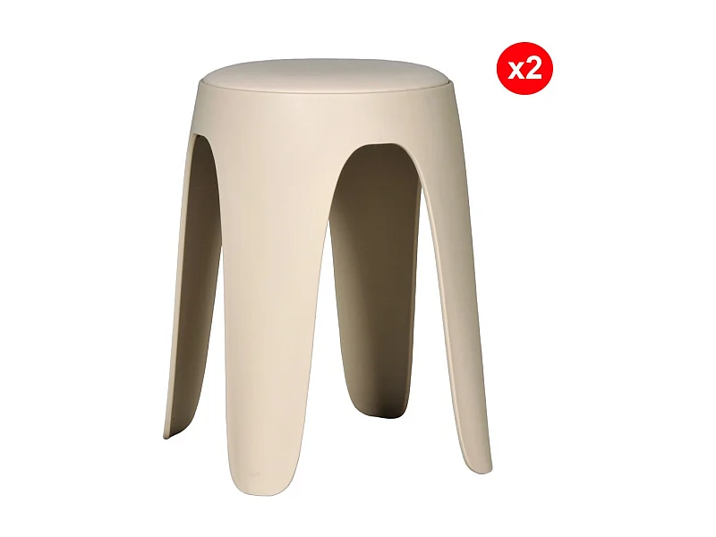 Lot de 2 tabourets empilables TOM / Beige