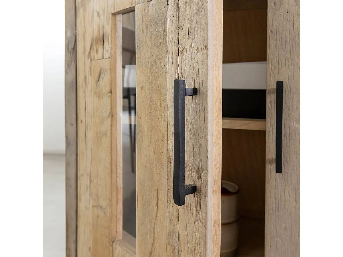 Aparador 2 puertas en madera reciclada y mármol Damian