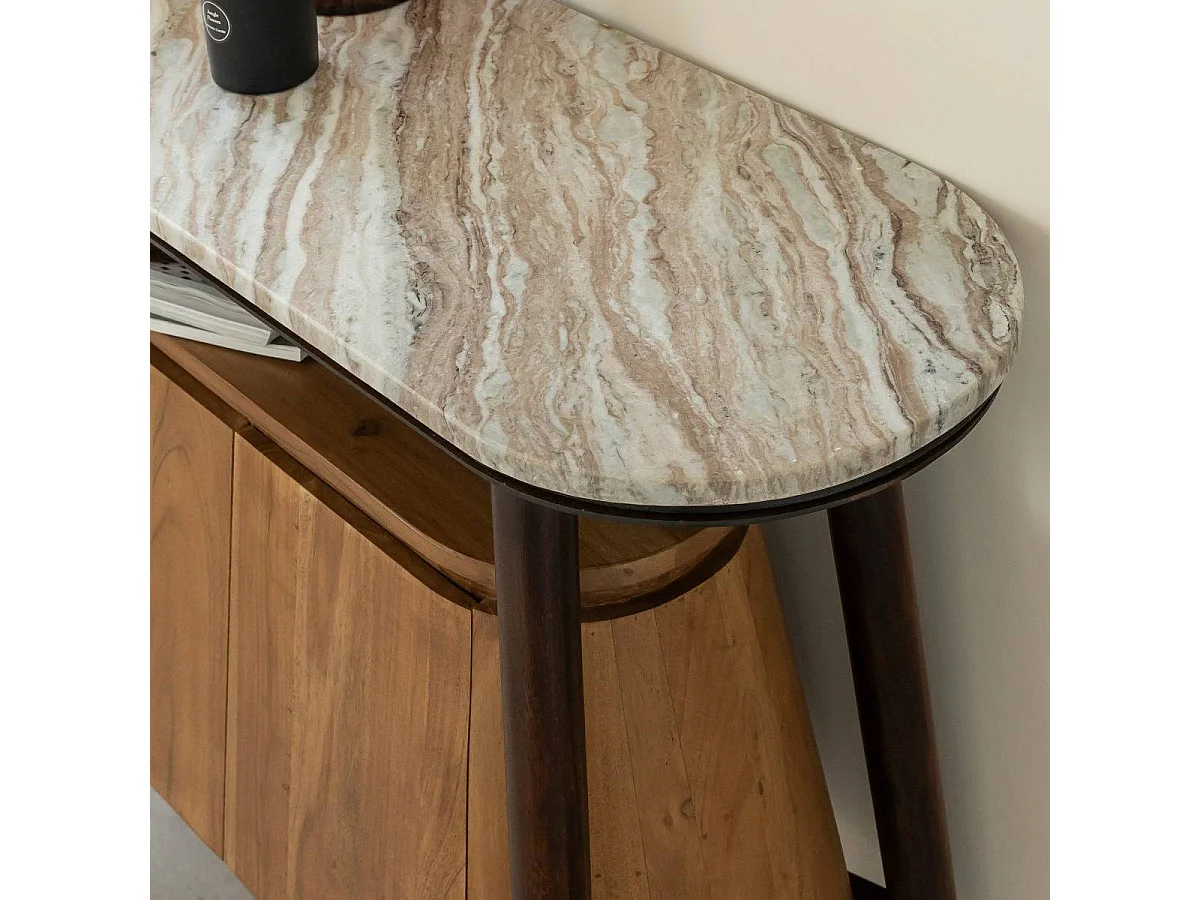 Aparador en madera de acacia y mármol Simon