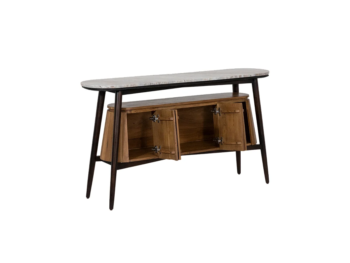 Aparador en madera de acacia y mármol Simon