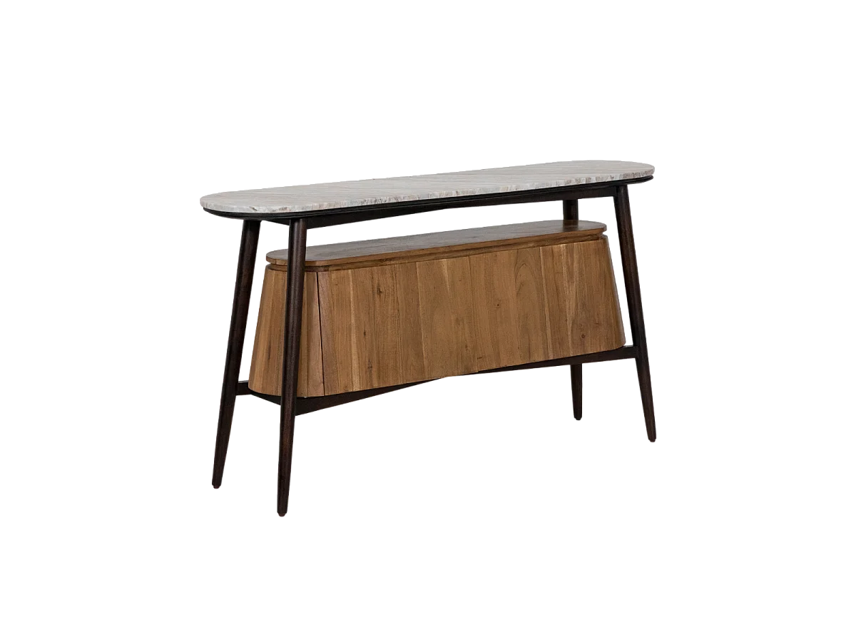 Aparador en madera de acacia y mármol Simon