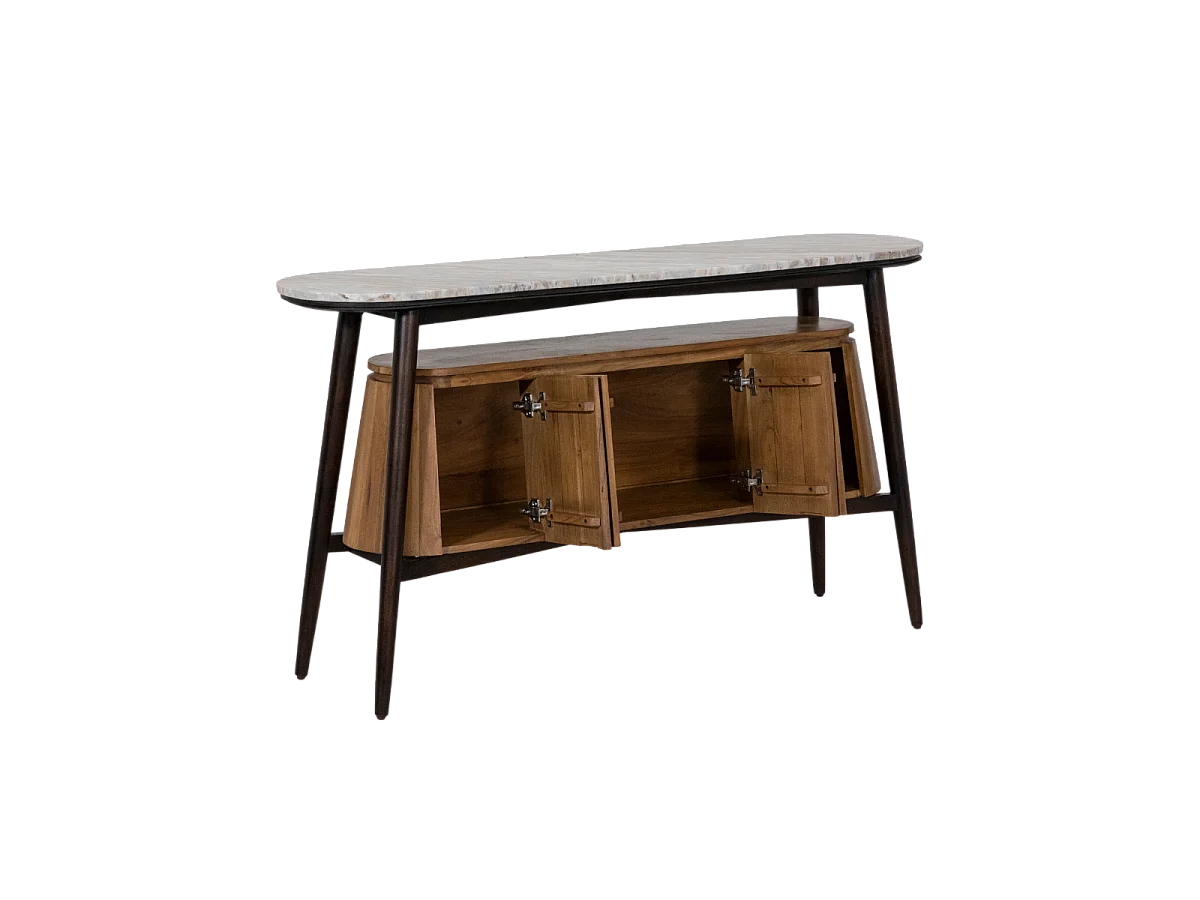 Aparador en madera de acacia y mármol Simon