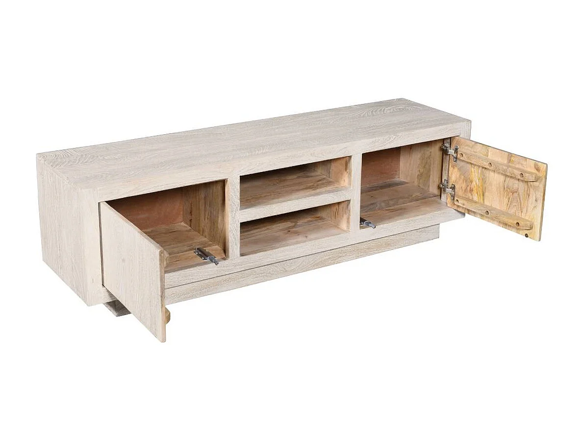 Meuble TV en bois de manguier blanchi Alison