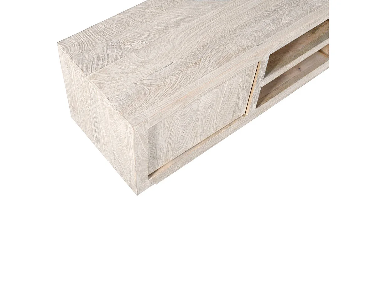 Meuble TV en bois de manguier blanchi Alison