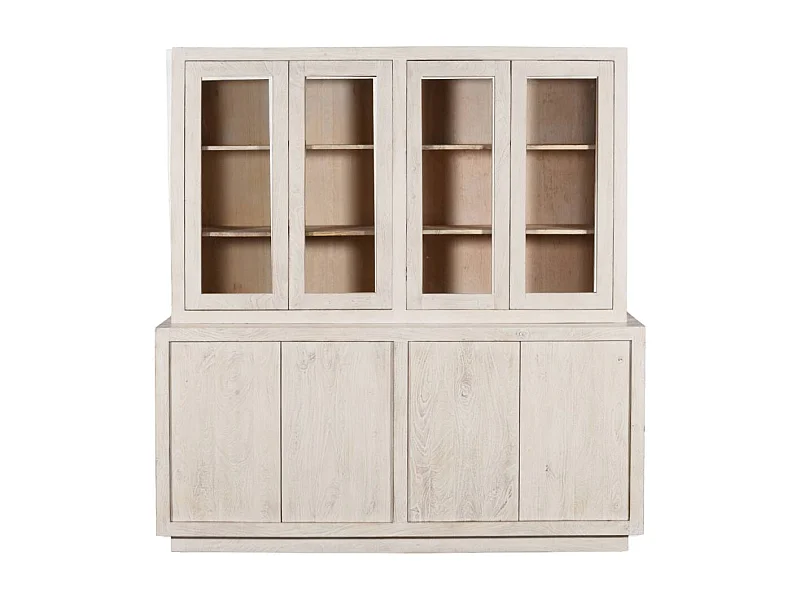 Vaisselier en bois de manguier blanchi Alison