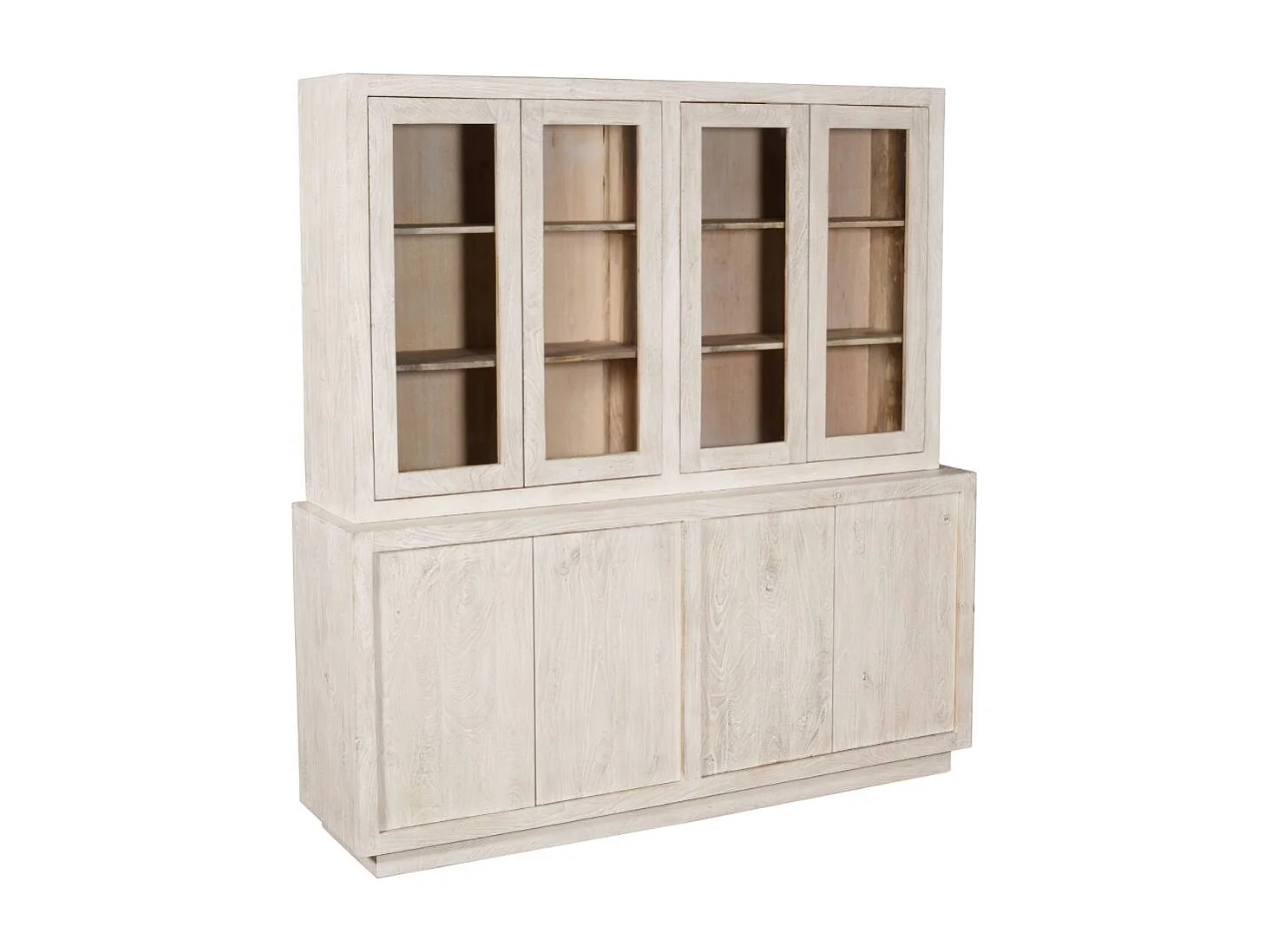 Vaisselier en bois de manguier blanchi Alison