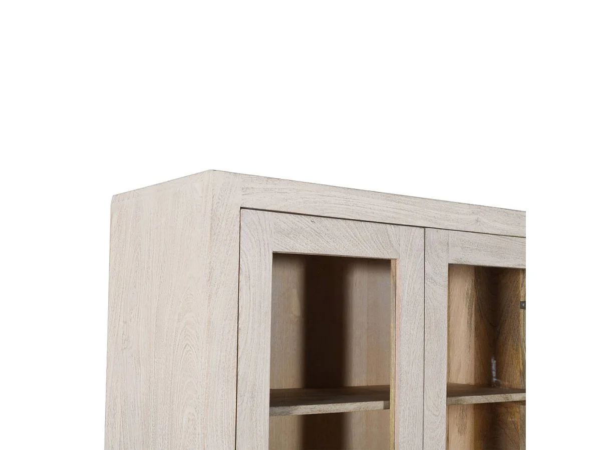 Vaisselier en bois de manguier blanchi Alison