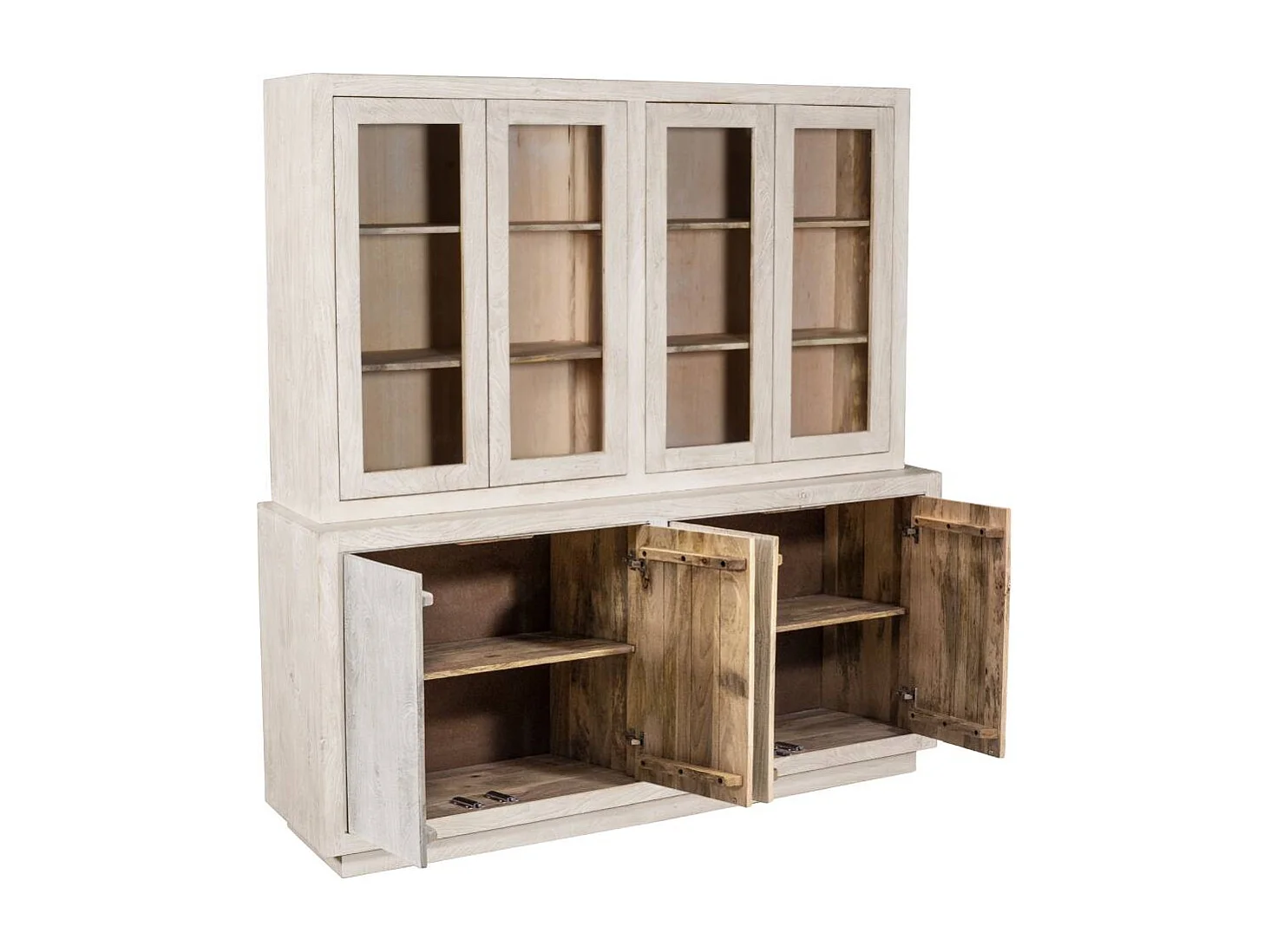 Vaisselier en bois de manguier blanchi Alison