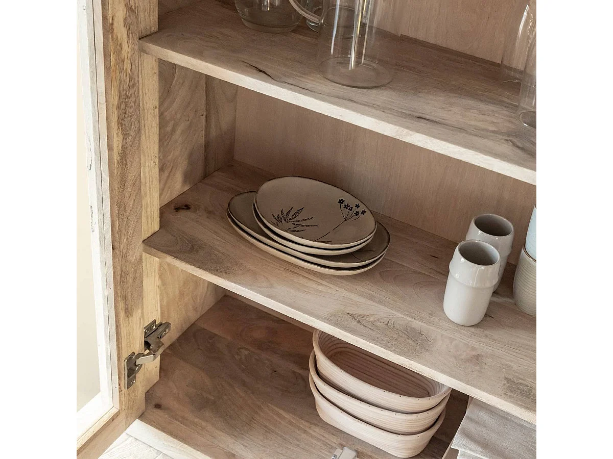 Vaisselier en bois de manguier blanchi Alison