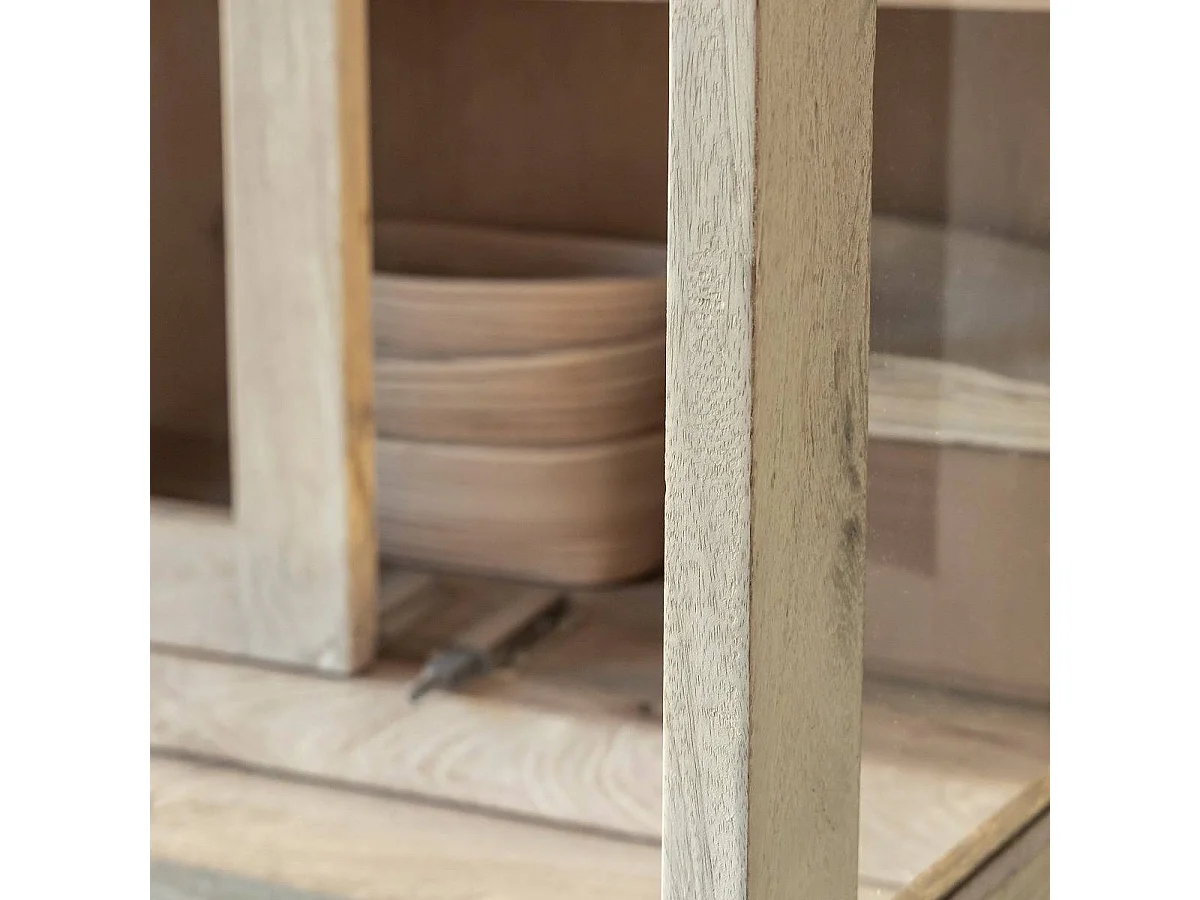 Vaisselier en bois de manguier blanchi Alison