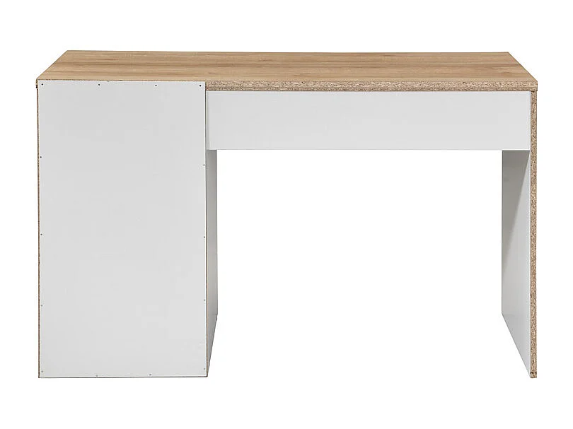 Bureau avec 1 tiroir et 2 niches – Blanc et naturel – SKAIDO