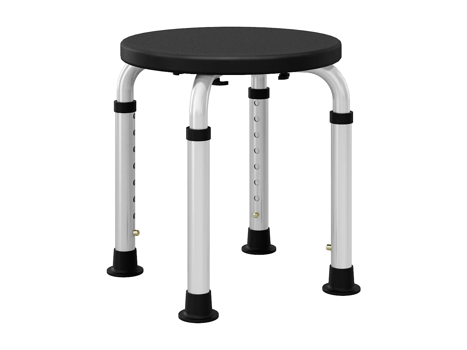 Tabouret de douche réglable en hauteur siège de douche ergonomique pieds antidérapants charge max. 136 Kg alu HDPE noir