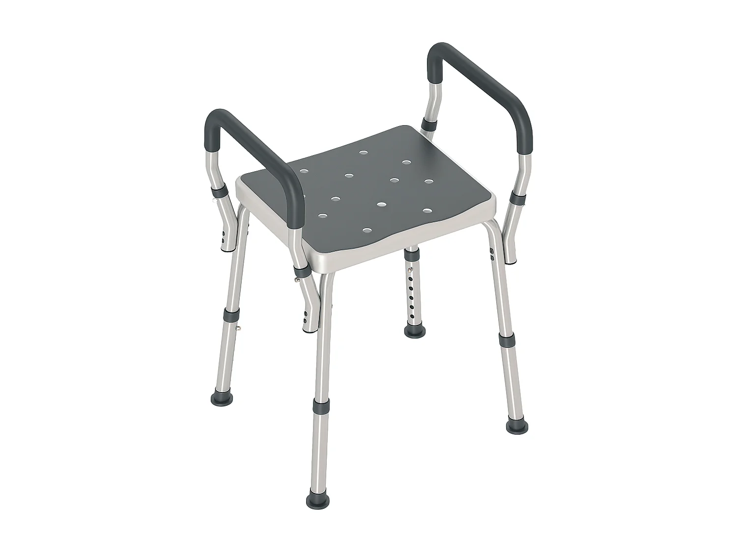 Chaise de douche tabouret de douche antidérapant - hauteur réglable, accoudoirs - alu HDPE gris