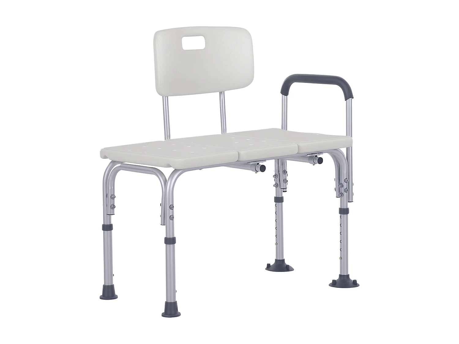 Chaise de douche siège de douche ergonomique hauteur réglable pieds antidérapants charge max. 136 Kg alu. HDPE blanc