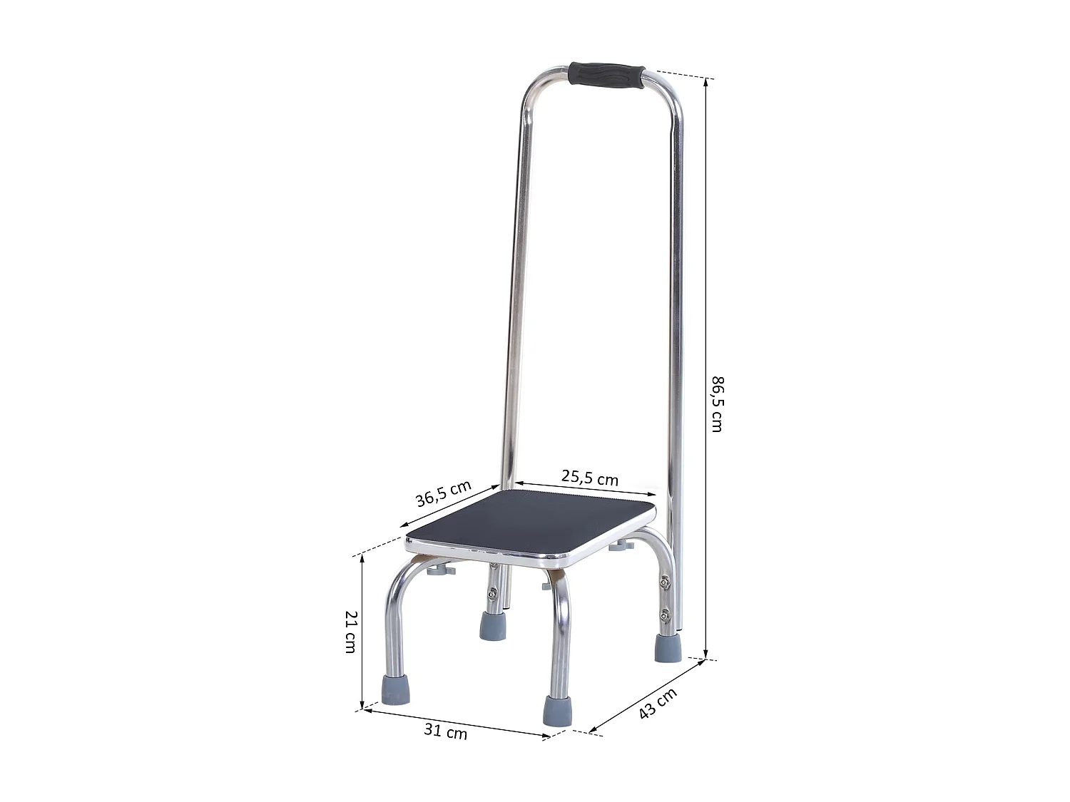 Marche avec barre d'appui - marchepied de sécurité - marche d'accès au bain - plateforme & patins antidérapants - acier galvanisé