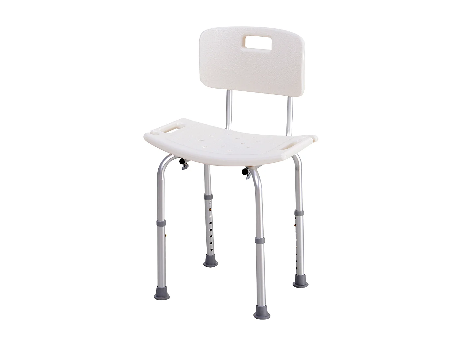 Chaise de douche siège de douche ergonomique hauteur réglable pieds antidérapants charge max. 136 Kg alu HDPE blanc