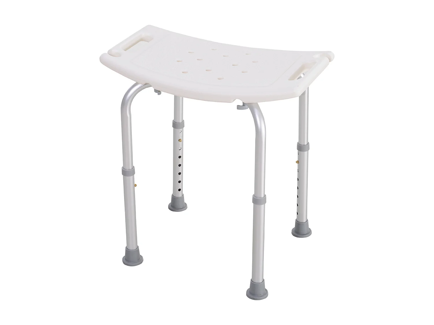 Siège de douche réglable en hauteur tabouret de douche ergonomique pieds antidérapants charge max. 136 Kg alu HDPE blanc