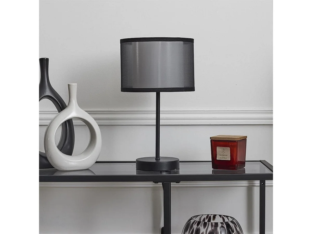 Lampe à poser en métal noir avec double abat-jour (H31,5cm)