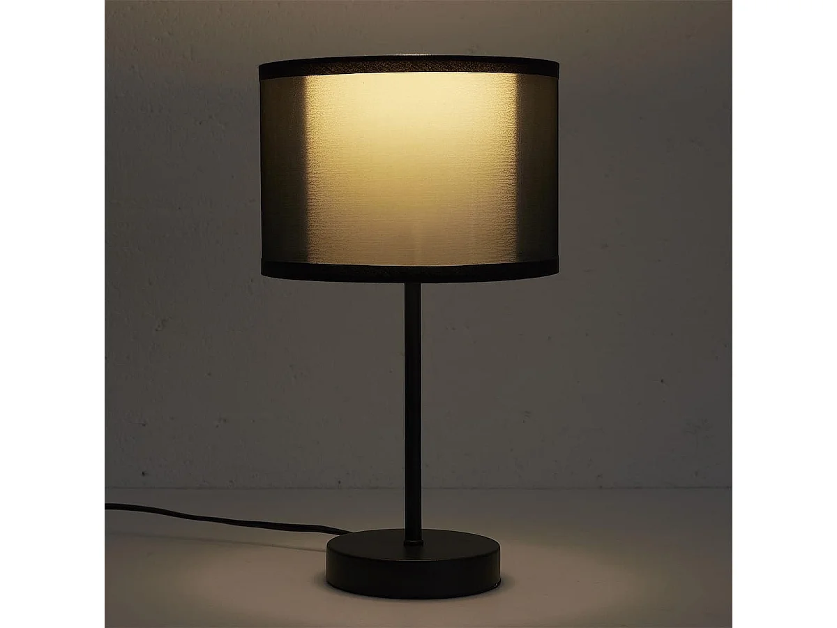 Lampe à poser en métal noir avec double abat-jour (H31,5cm)