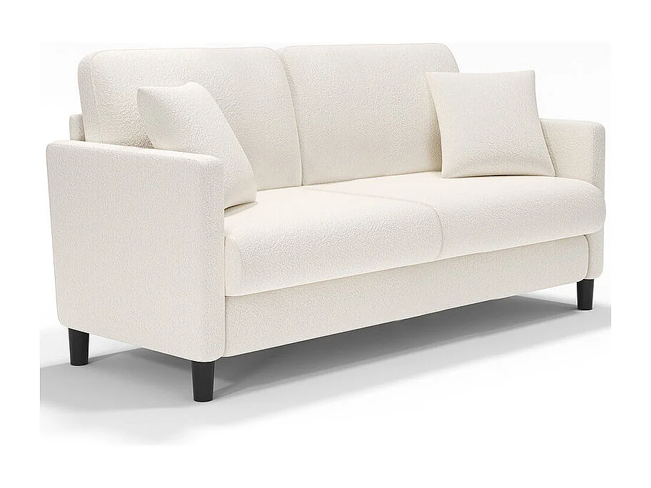 Sofa 2-sitzer aus Teddy-Velours Stoff mit 2 Kissen - Beige - 148 x 89 x 79cm