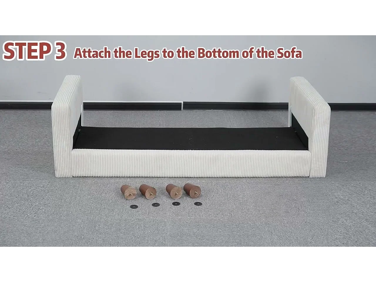 Sofa aus Rippsamt 2-Sitzer, mit 2 Kissen, 56cm tiefe Sitzflächen, 178x76x89cm, Schwarz