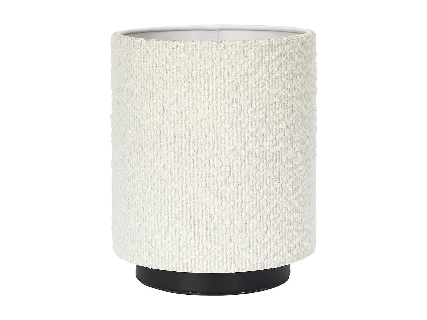 Lampe à poser socle métal noir abat-jour bouclette (H20cm)