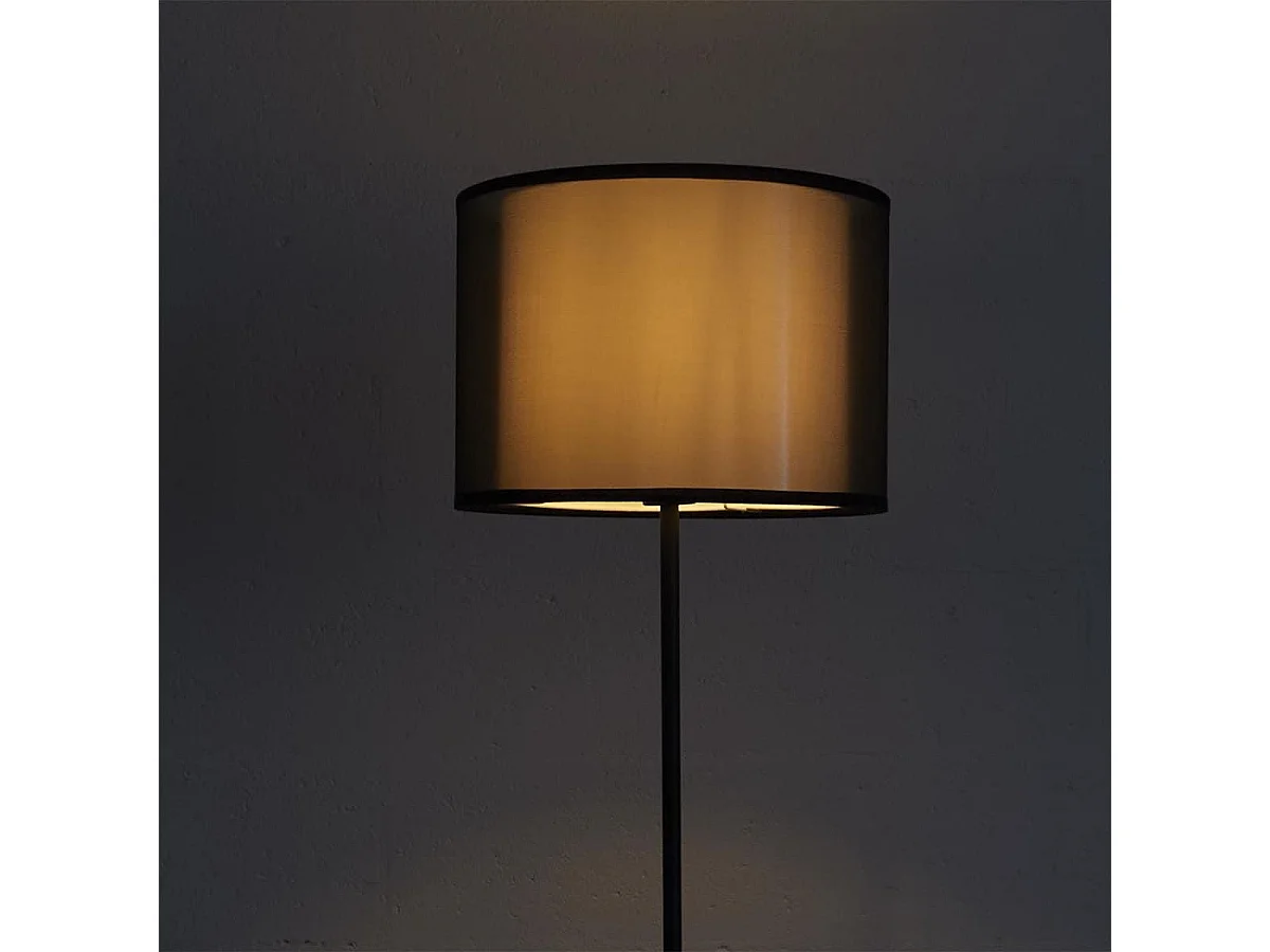 Lampadaire en métal noir avec double abat-jour (H150cm)