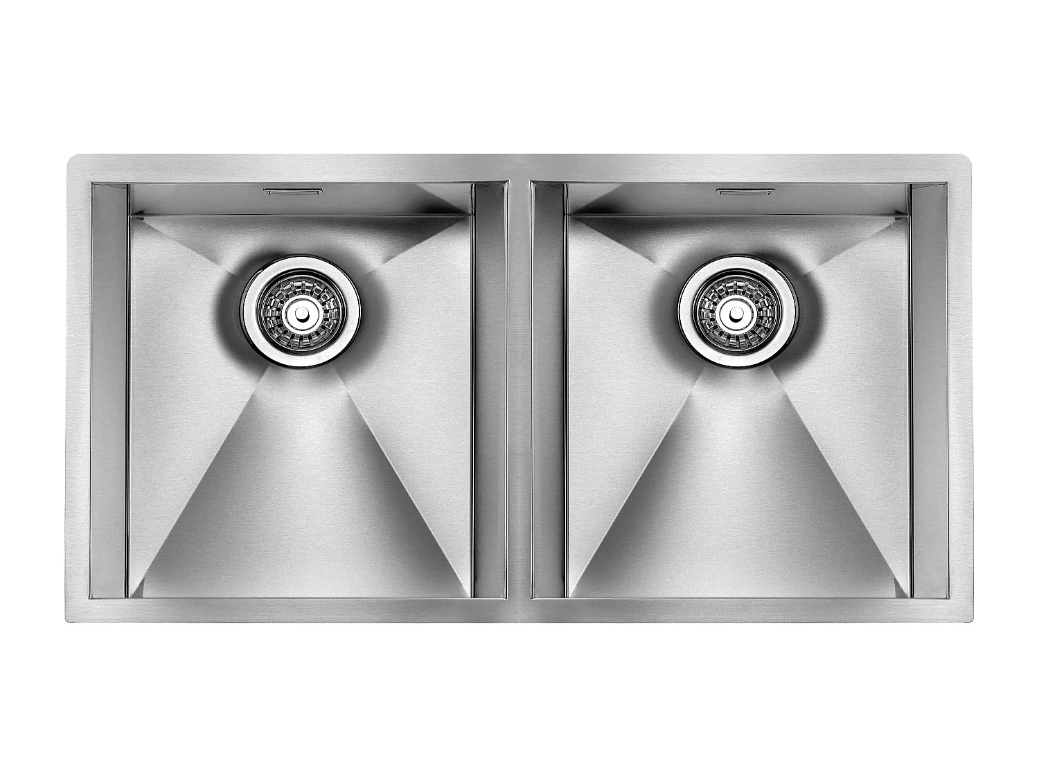 Lavello FOCUS 3" 2 vasche ACCIAIO INOX INCASSO SLIM 87,5X45 prof.19