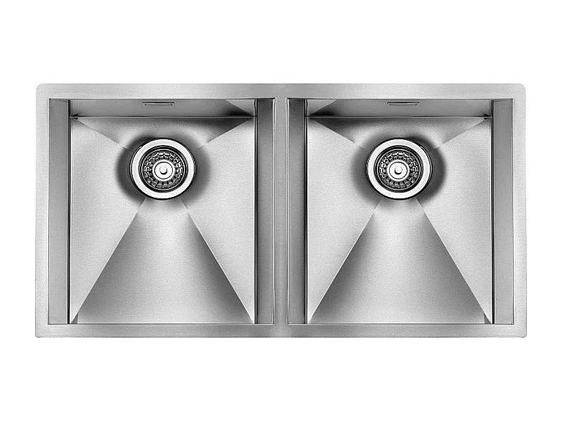 Lavello FOCUS 3" 2 vasche ACCIAIO INOX INCASSO SLIM 87,5X45 prof.19