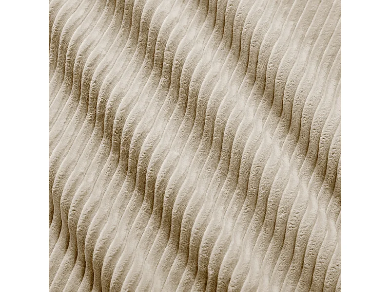 Canapé modulable en velours côtelé - 2 places - avec 2 oreillers et 2 pouf - dessous antidérapant - 208x178x70cm - Beige