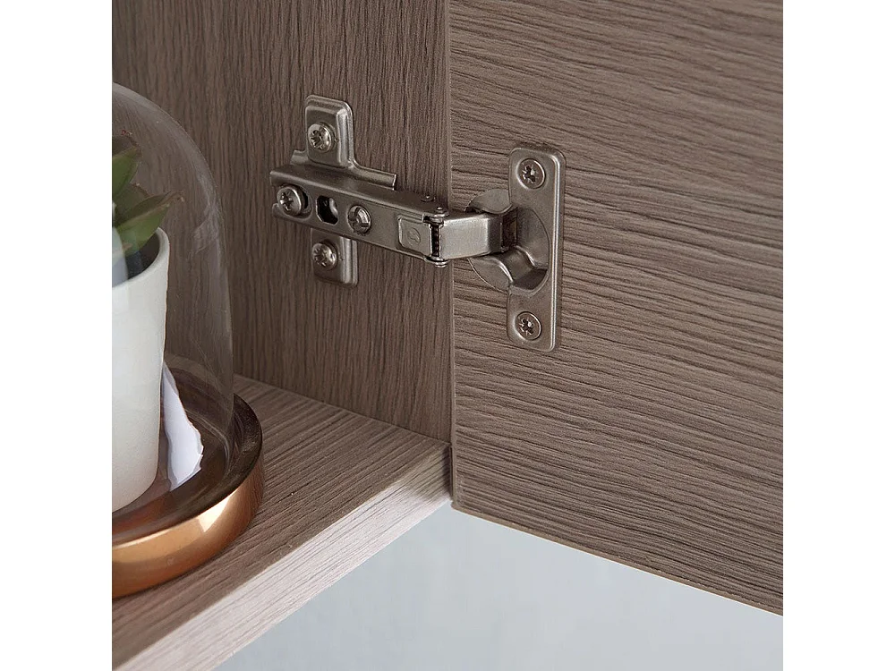 Miroir De Salle De Bain Suspendu Avec Porte Latérale Effet Bois De Chêne Lumière Led