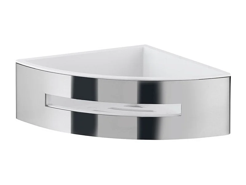 Porte-Objets De Douche D'angle Acier Chromé Intérieur Blanc  | Peonia