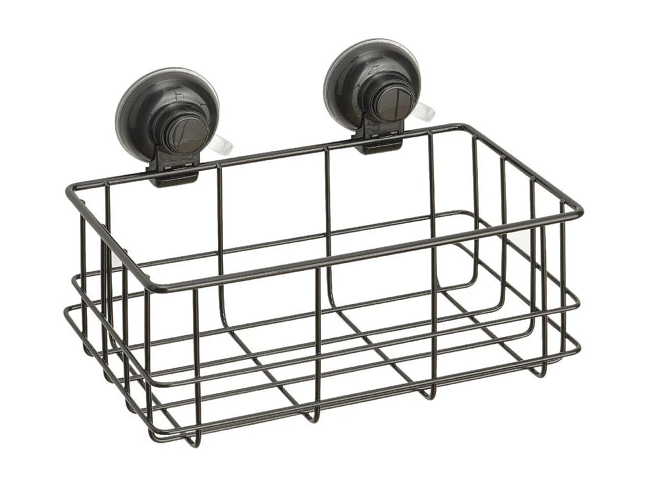 Porte-Objets En Métal Noir Avec Ventouse | Menta