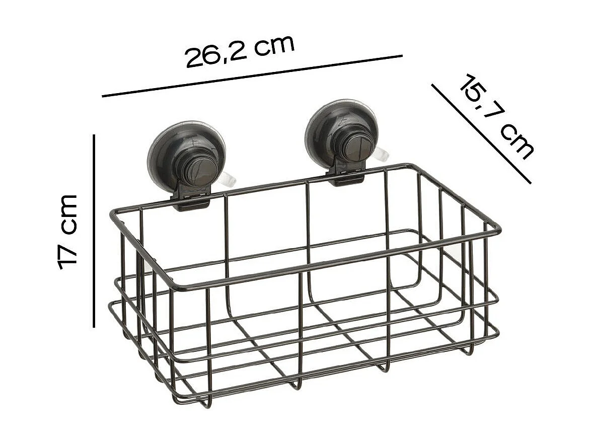 Porte-Objets En Métal Noir Avec Ventouse | Menta
