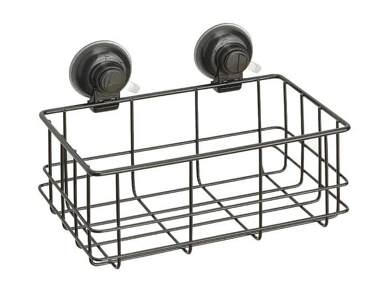 Porte-Objets En Métal Noir Avec Ventouse | Menta