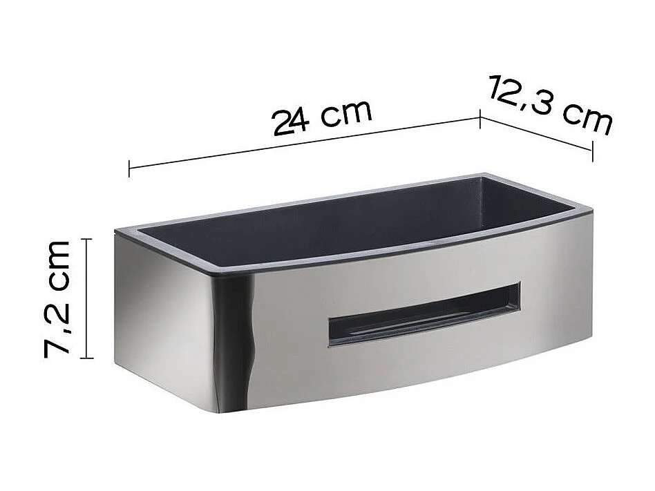 Porte Objets Pour Cabine De Douche En Acier Chromé Avec Insert Noir | Peonia