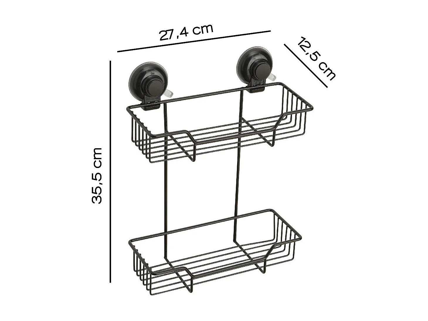 Porte-Objets À Ventouse En Métal Noir Mat | Menta