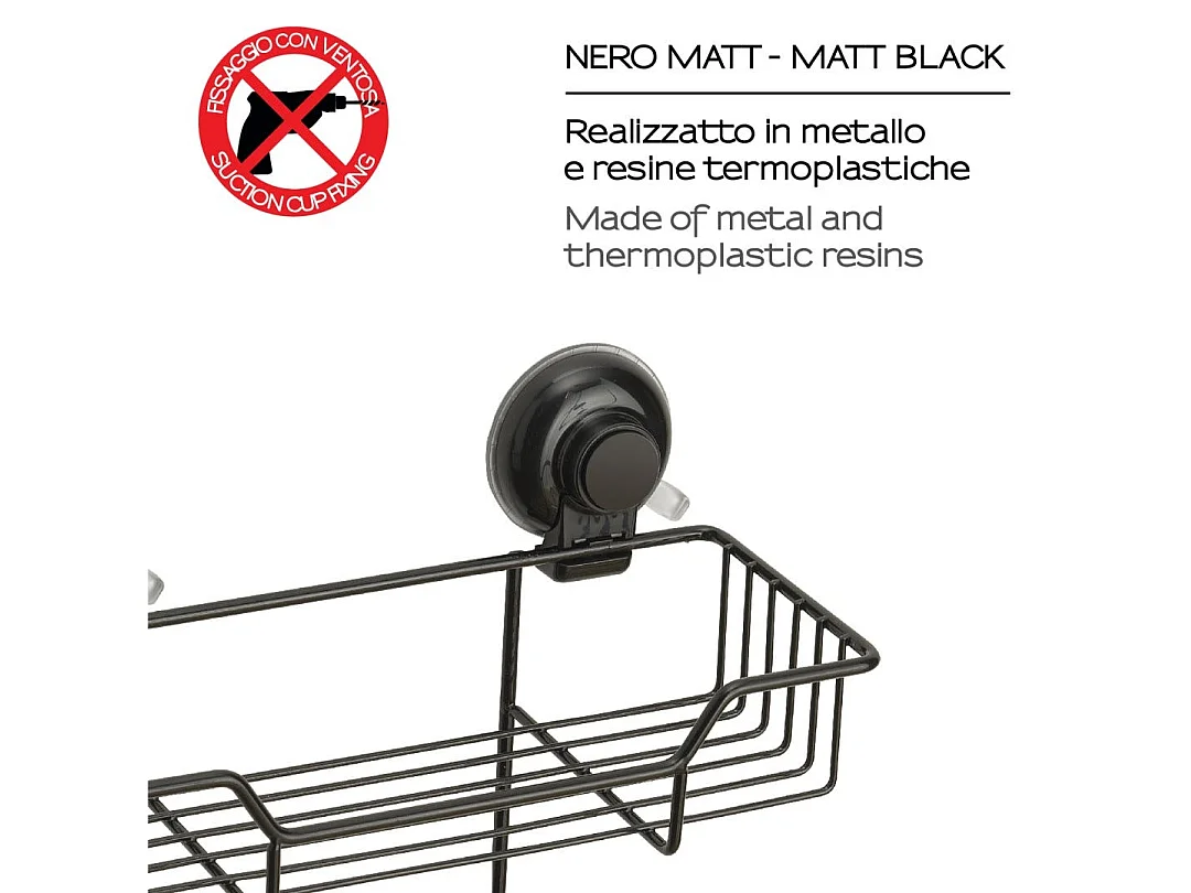 Porte-Objets À Ventouse En Métal Noir Mat | Menta