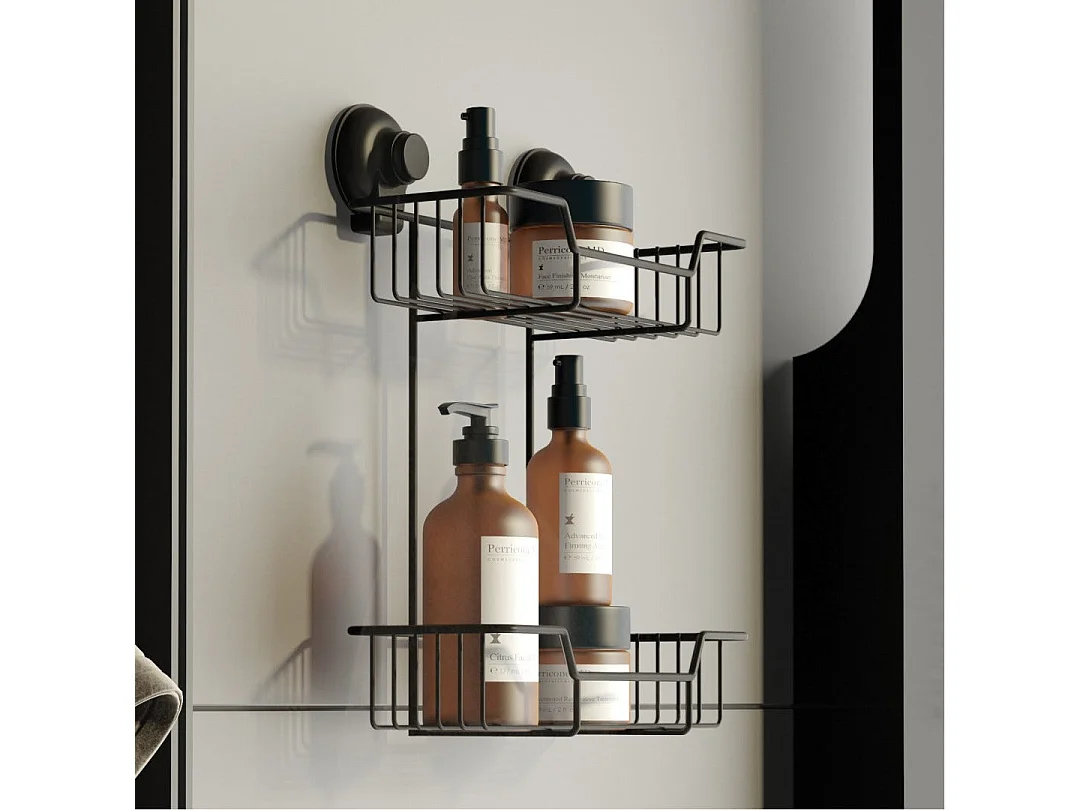 Porte-Objets À Ventouse En Métal Noir Mat | Menta