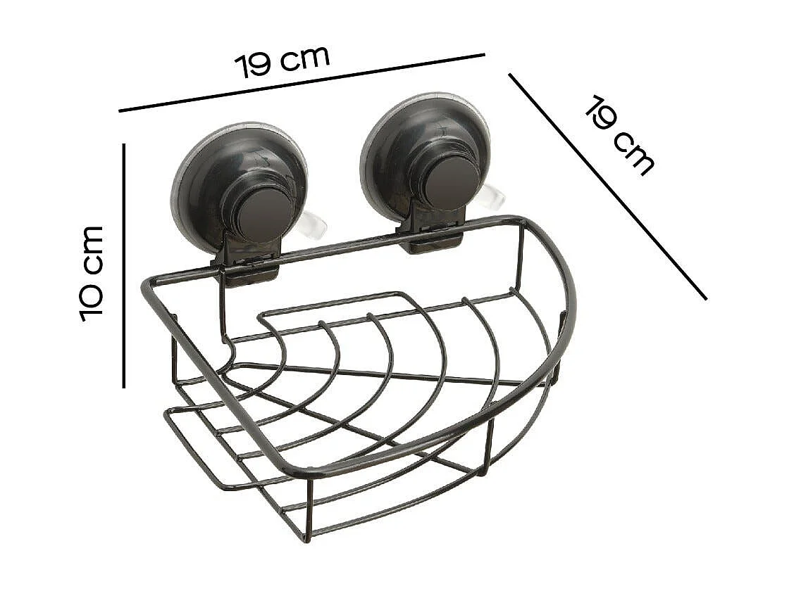 Support De Douche D'angle Noir Avec Ventouse | Menta