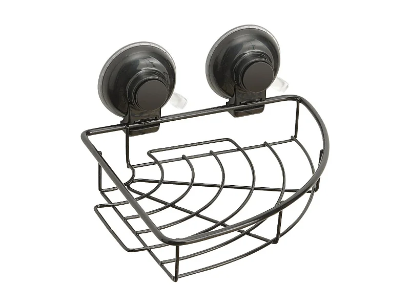 Support De Douche D'angle Noir Avec Ventouse | Menta