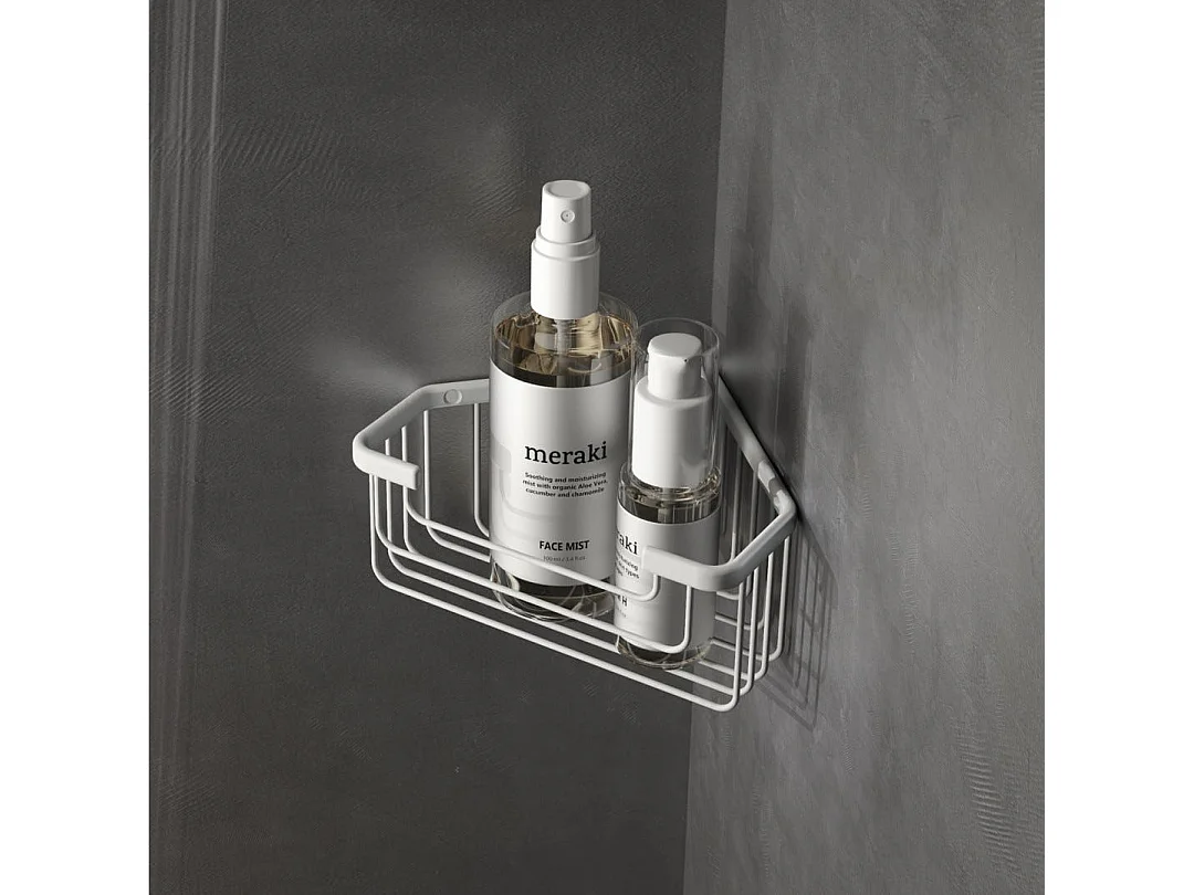 Porte Objets D'angle Pour Douche En Fil D'acier Blanc