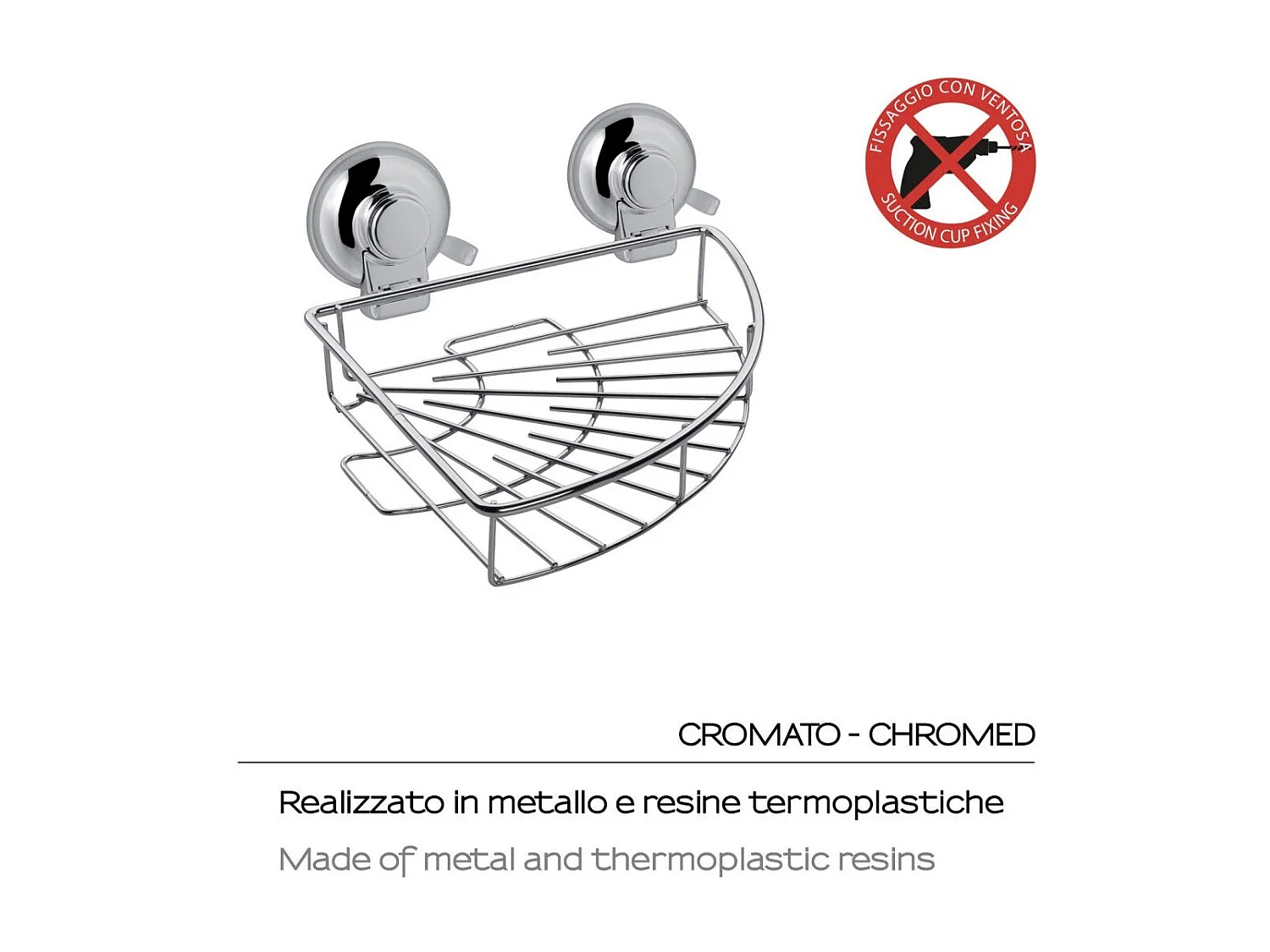 Support D'angle En Métal Chromé Avec Ventouse | Menta