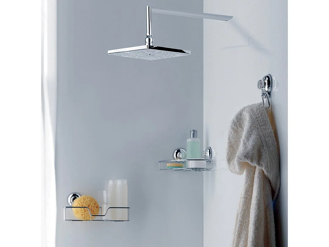 Support D'angle En Métal Chromé Avec Ventouse | Menta