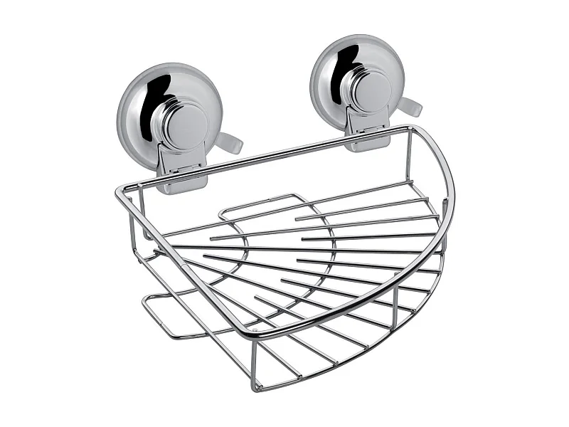 Support D'angle En Métal Chromé Avec Ventouse | Menta