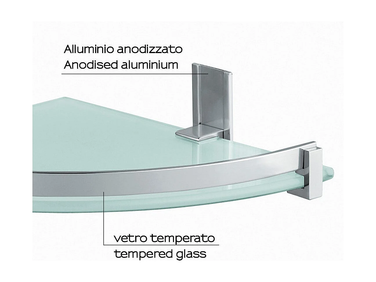 Porte-Objets D'angle Pour Douche En Aluminium Et Verre Trempé | Calatea