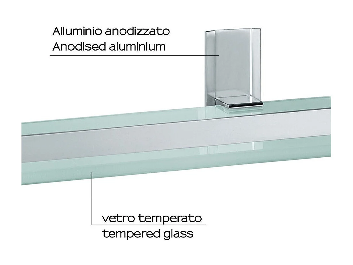 Porte-Objets De Douche Rectangulaire En Verre Et Aluminium | Calatea