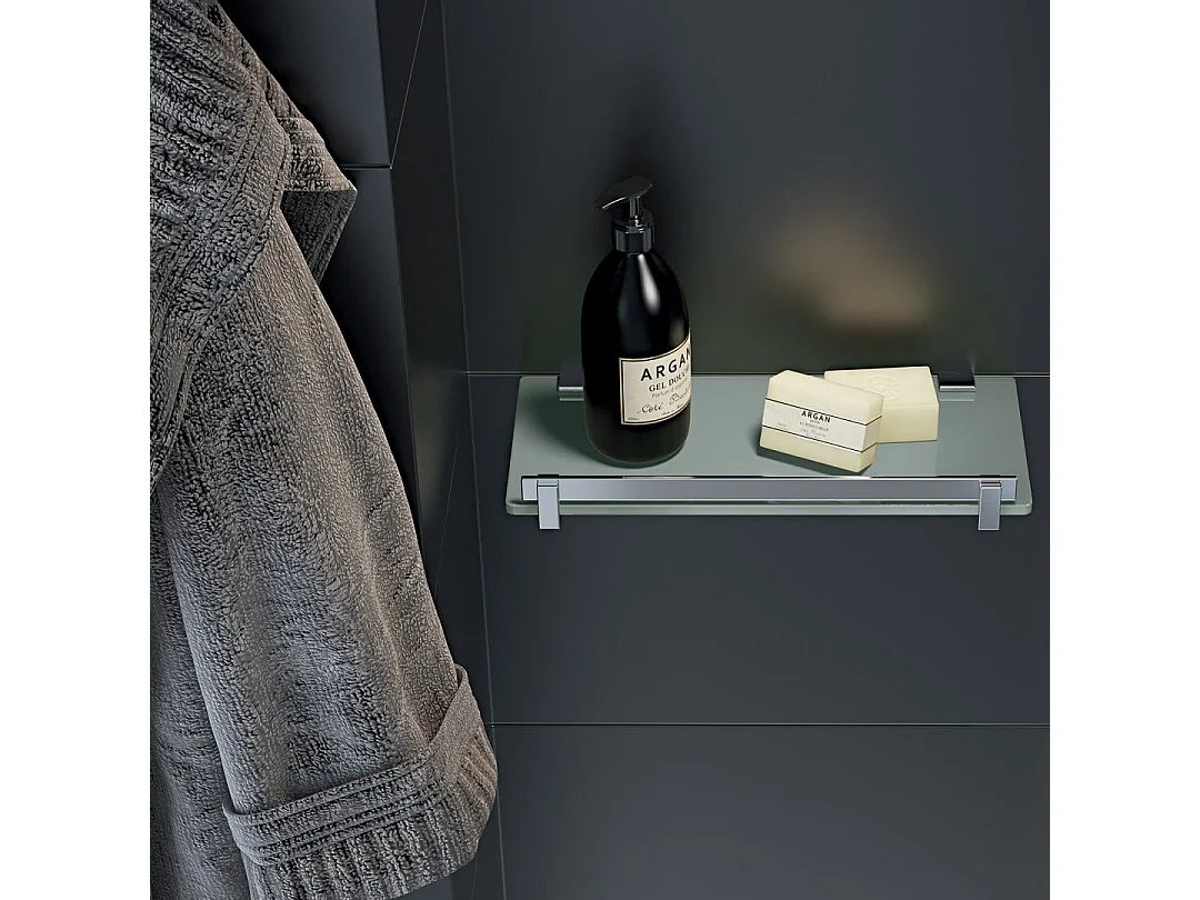 Porte-Objets De Douche Rectangulaire En Verre Et Aluminium | Calatea