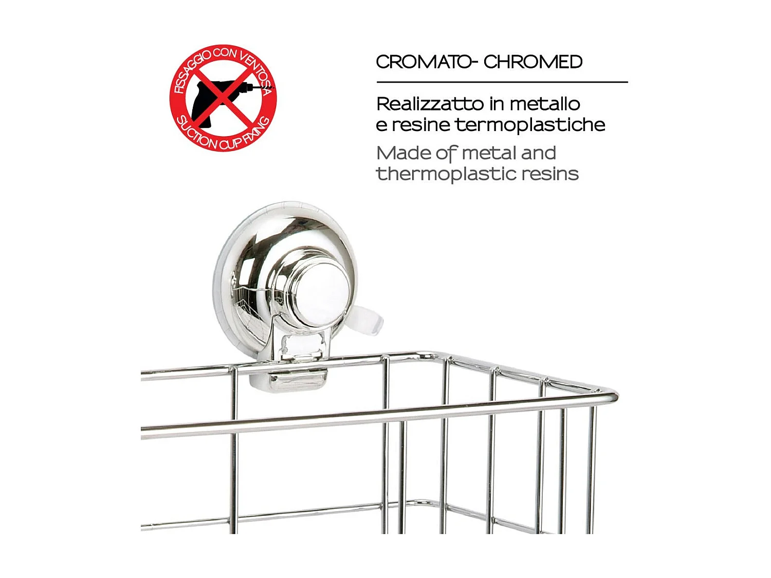 Support De Douche Rectangulaire Avec Fixation Par Ventouse | Menta