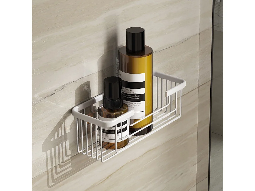 Porte-Objets Pour Douche Rectangulaire En Acier Blanc